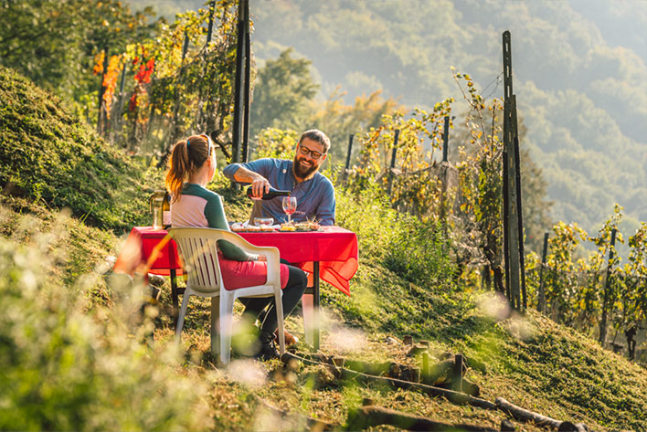 Couple enjoying cosy weather in Switzerland