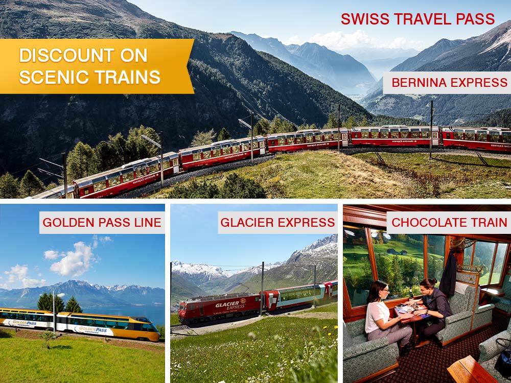 Swiss Travel Pass discount on scenic trains in Switzerland